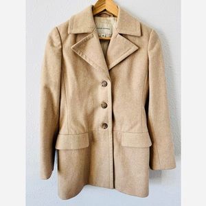 Banana Republic Tan Brown Cream Wool Single Breast Button Fitted Peacoat Size XS